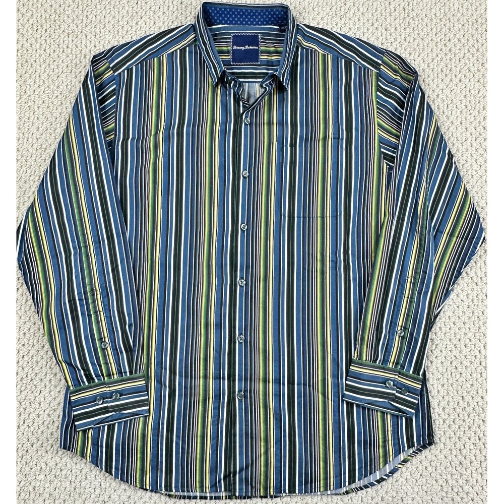 Tommy Bahama Shirt Mens L Multicolor Stripe Island Long Sleeve Button Up Casual
